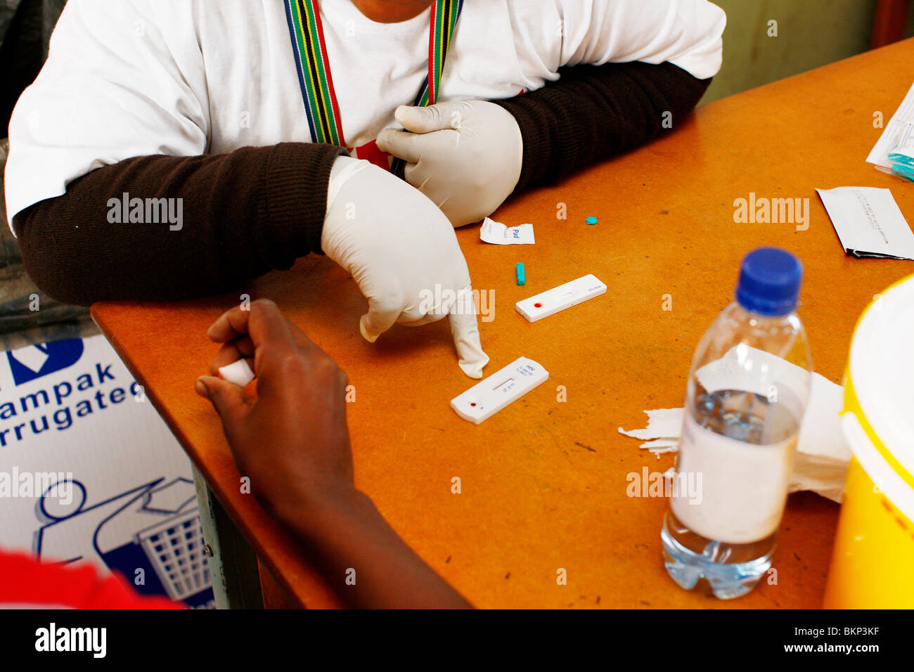 Il test HIV dalla stazione di Township Foto Stock