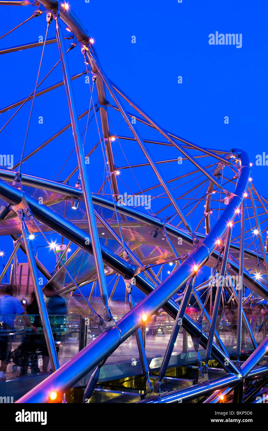 Singapore, Marina Bay, Helix Bridge. Foto Stock