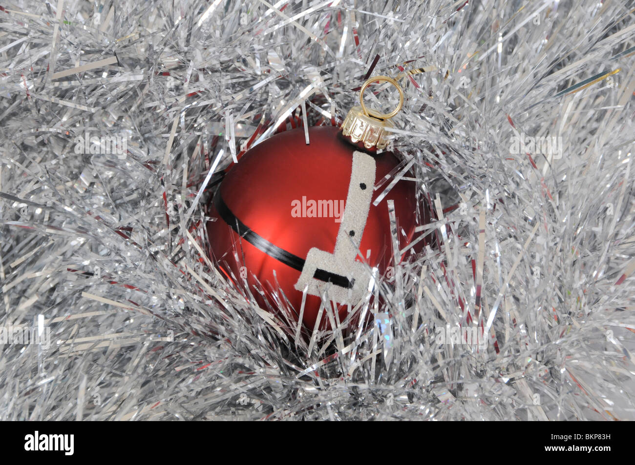 Decorazione per albero di Natale in Tinsel Foto Stock