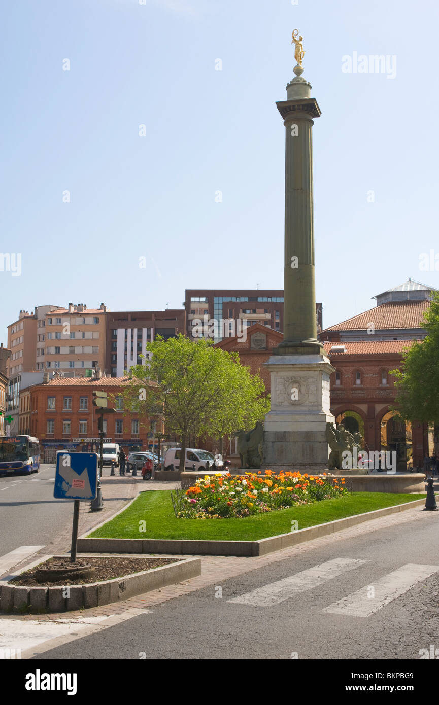 Dupuy la colonna e Toulouse Mercato del Grano edificio in Piazza Dupuy Toulouse Haute Garonne Midi-Pirenei Francia Foto Stock
