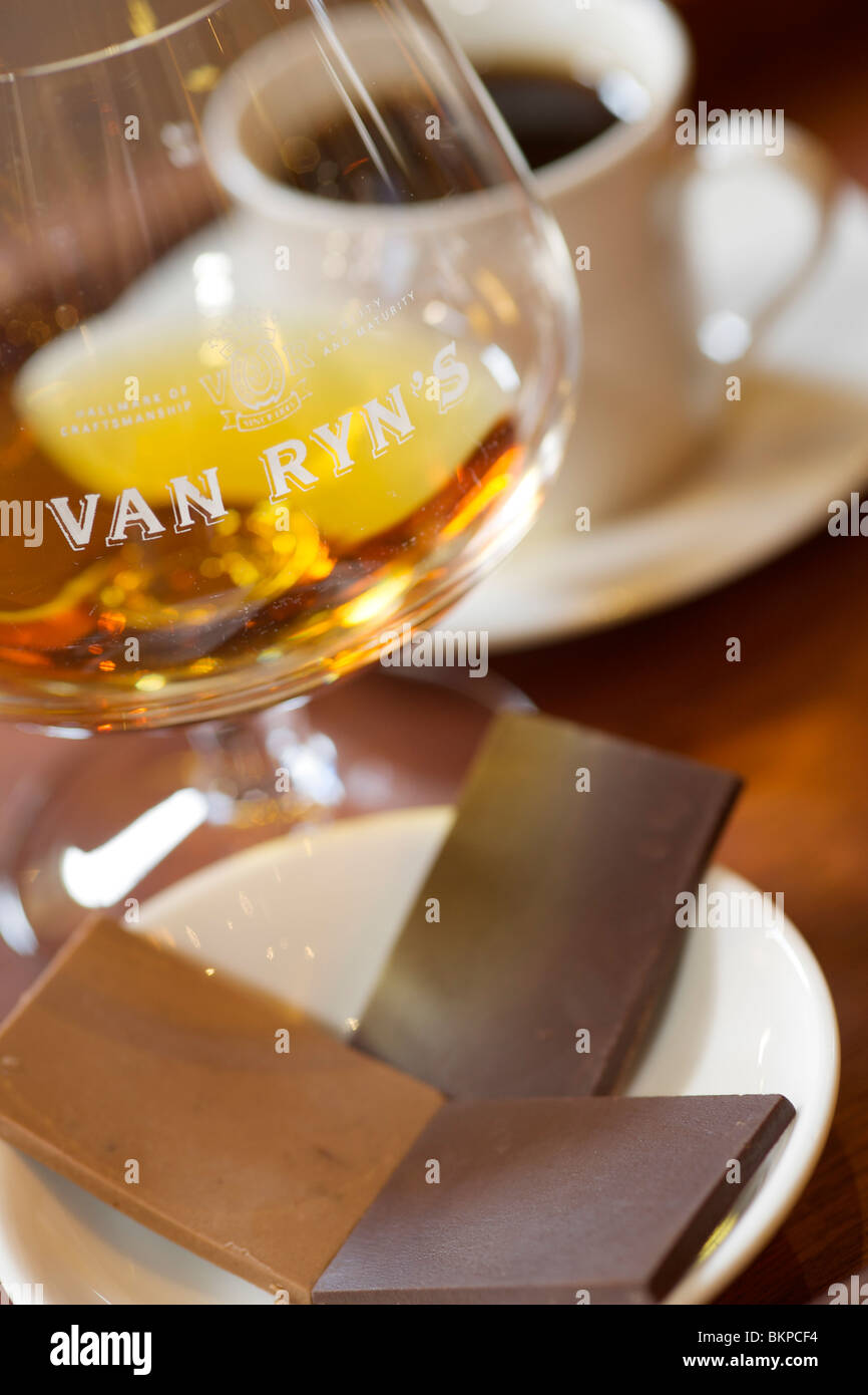 Van Ryn il brandy e cioccolatini, Stellenbosch, Provincia del Capo Occidentale, Sud Africa. Foto Stock