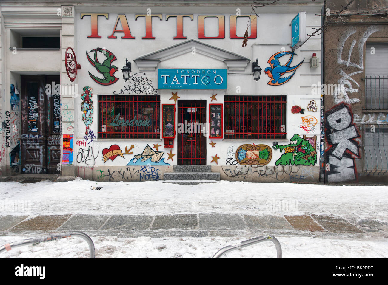 Prenzlauer Berg tattoo shop di Berlino Foto Stock
