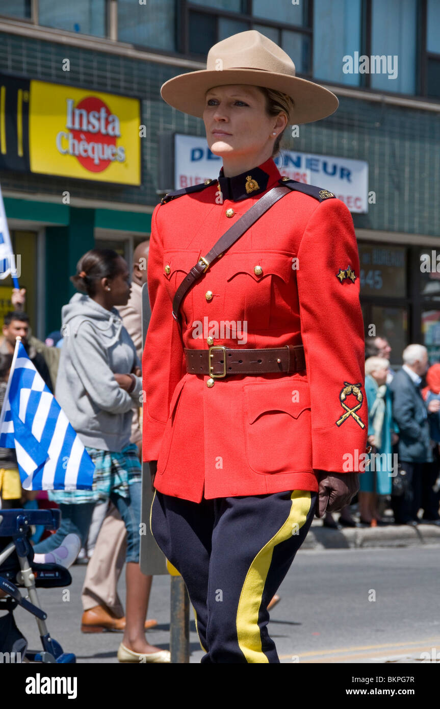 Donna officer Royal polizia montata Montreal Canada Foto Stock