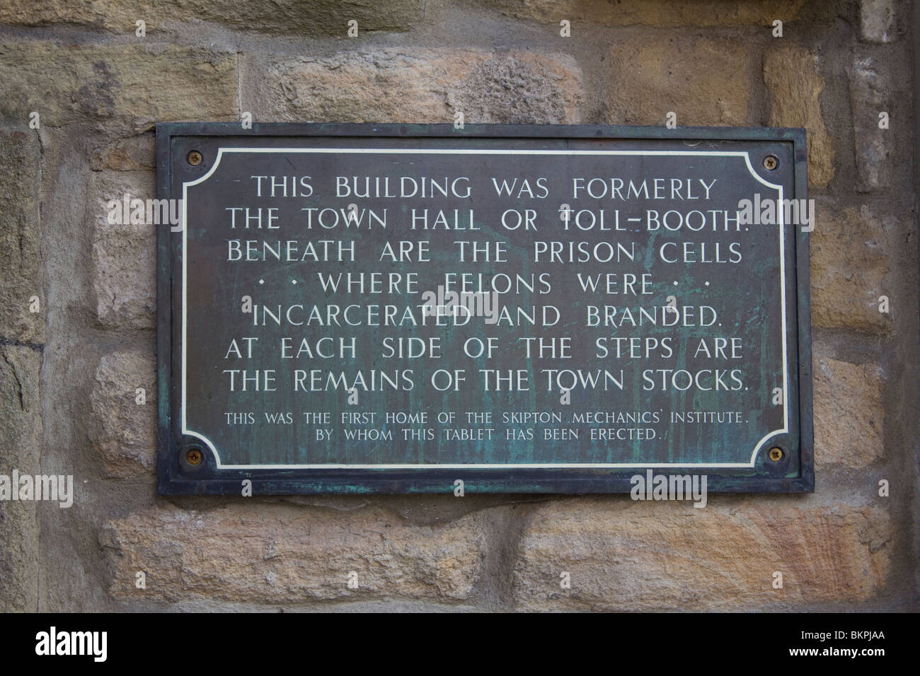 Town Hall/Casello segno, Skipton North Yorkshire, Inghilterra Foto Stock