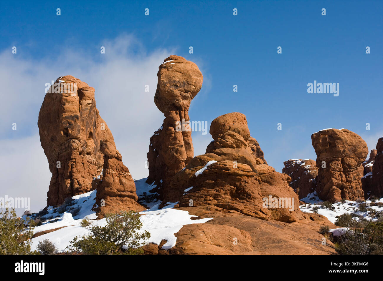 Giardino di eden rock formazione area al Parco Nazionale di Arches, Utah. Durante la stagione invernale. Foto Stock