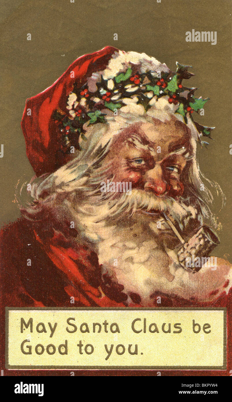 Babbo Natale fumare la pipa Foto Stock