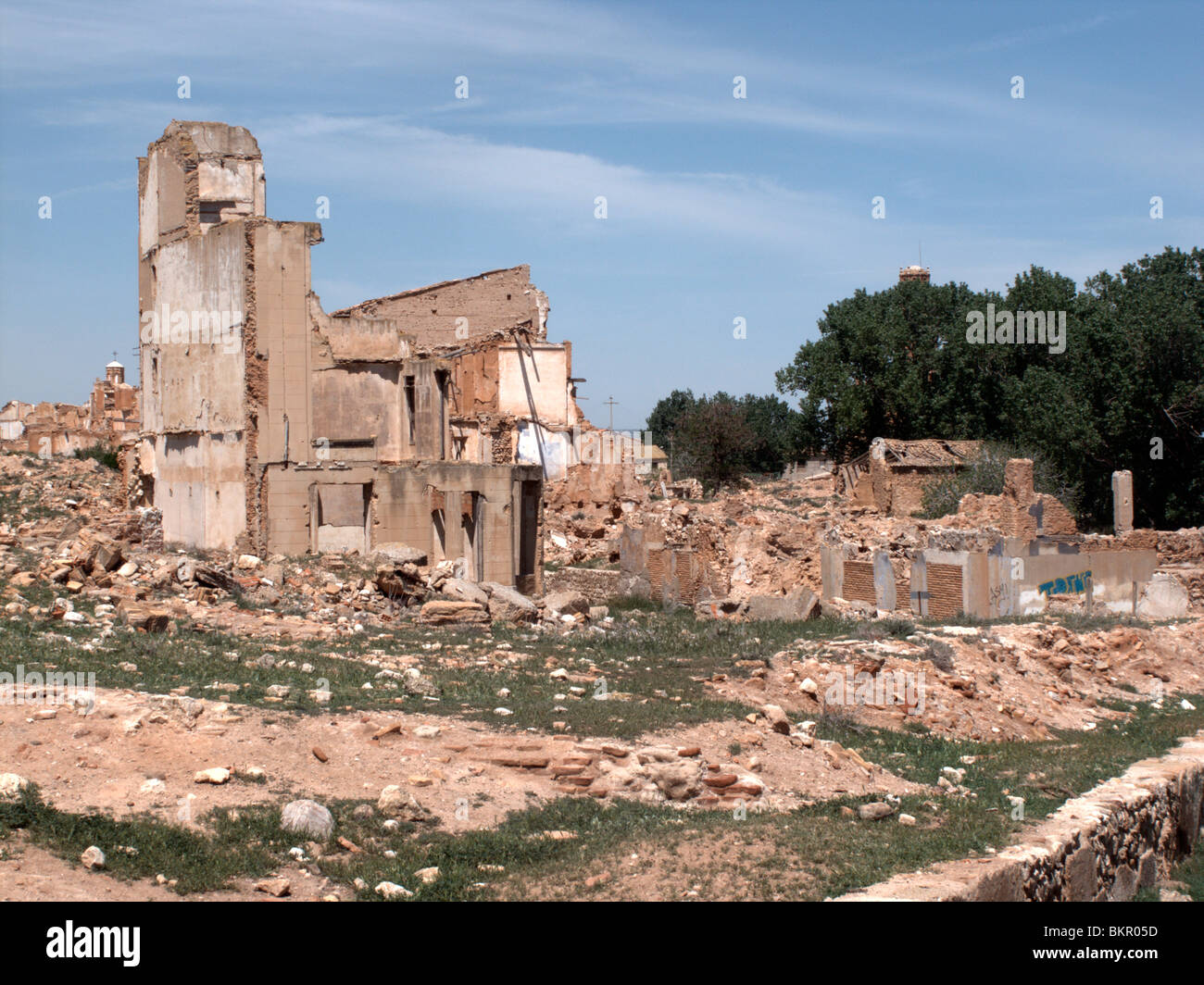 Belchite vecchio villaggio, Aragona, Spagna, Aprile 2010 Foto Stock