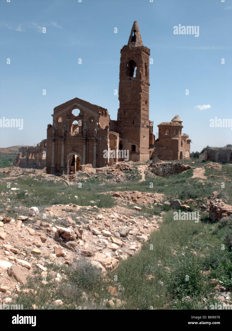 Belchite vecchio villaggio, Aragona, Spagna, Aprile 2010 Foto Stock