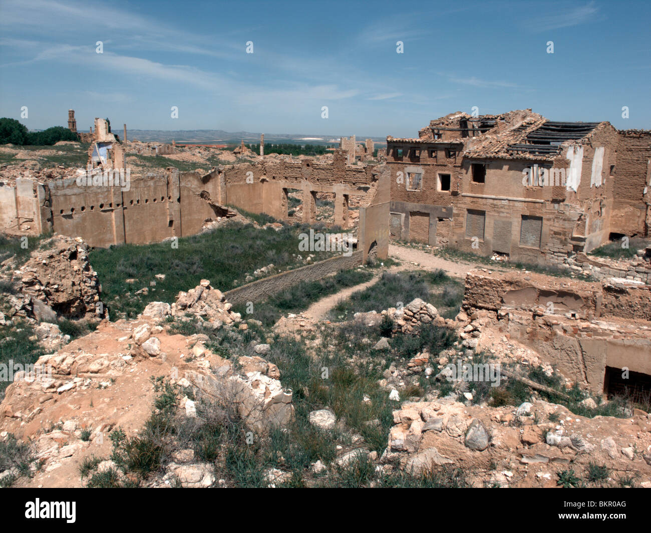 Belchite vecchio villaggio, Aragona, Spagna, Aprile 2010 Foto Stock