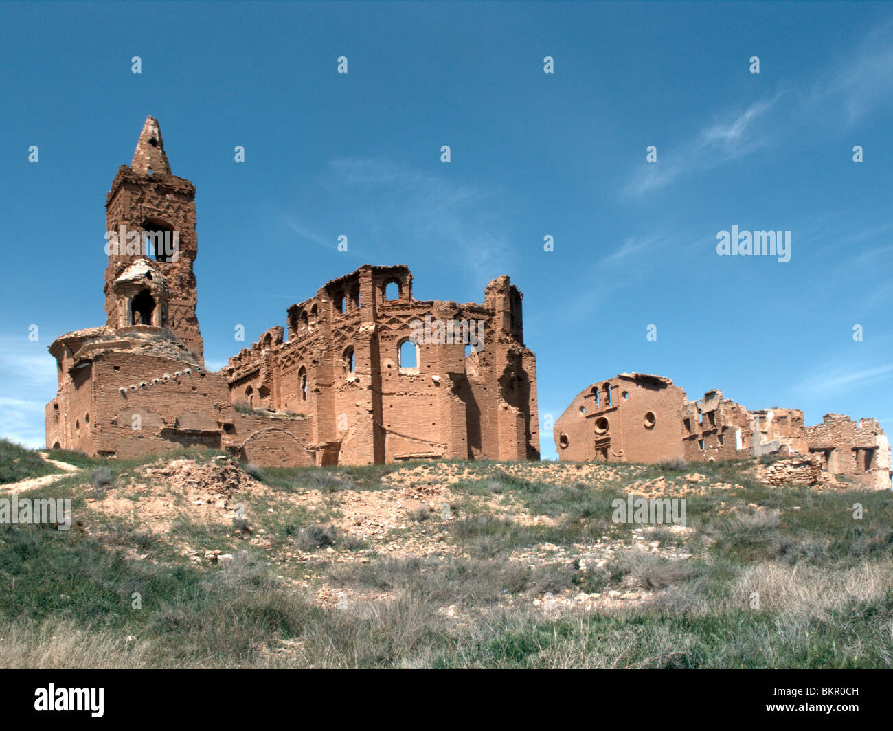 Belchite vecchio villaggio, Aragona, Spagna, Aprile 2010 Foto Stock