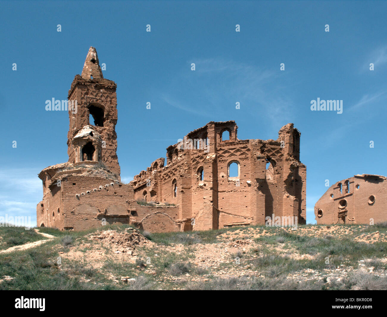 Belchite vecchio villaggio, Aragona, Spagna, Aprile 2010 Foto Stock