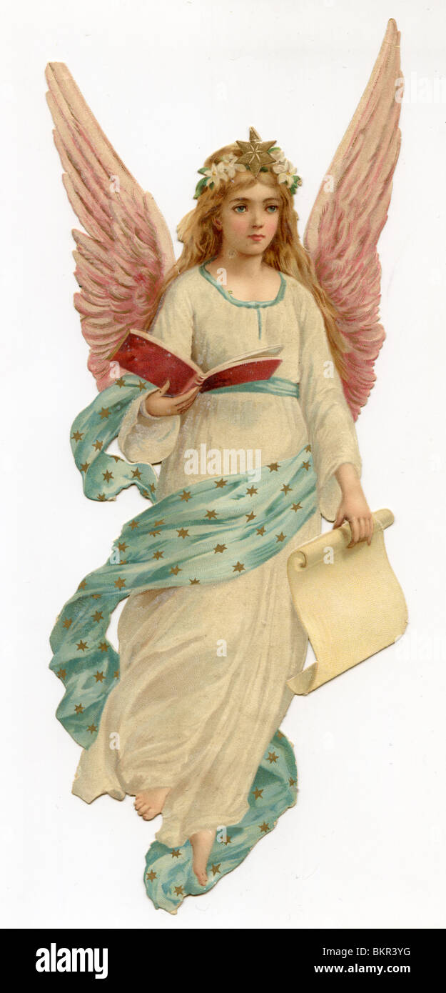 Christmas Angel tenendo la Bibbia Foto Stock
