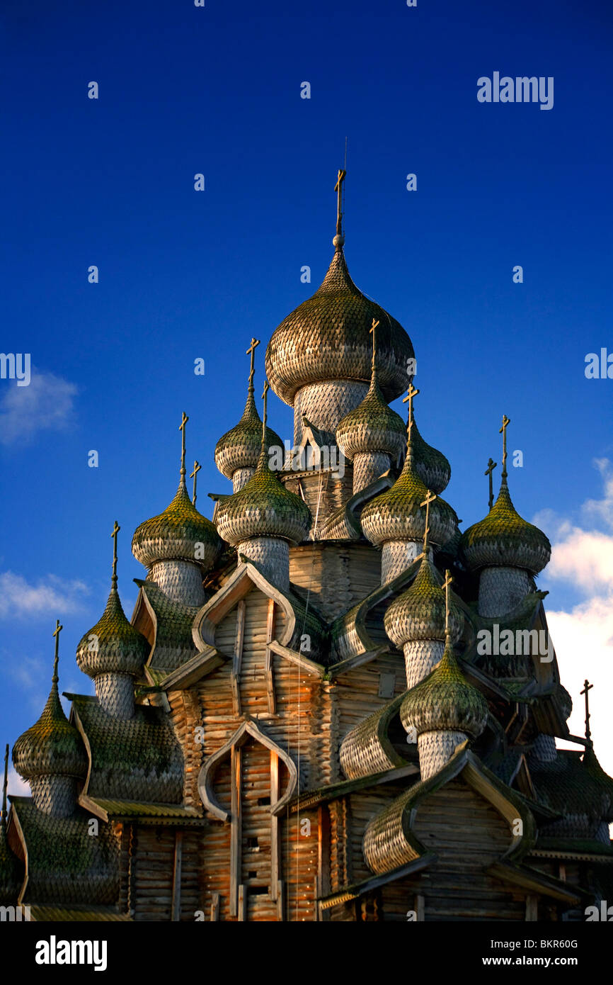 La Russia; la Carelia; Kizhi isola; i ventidue cattedrale a cupola della trasfigurazione Foto Stock
