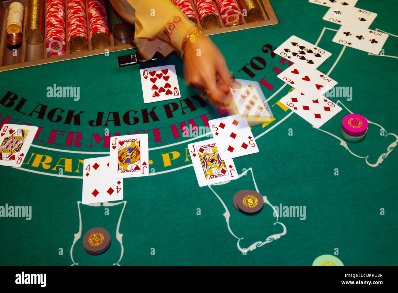 Trattare blackjack a Main Street Station Casino, Las Vegas, Nevada Foto Stock