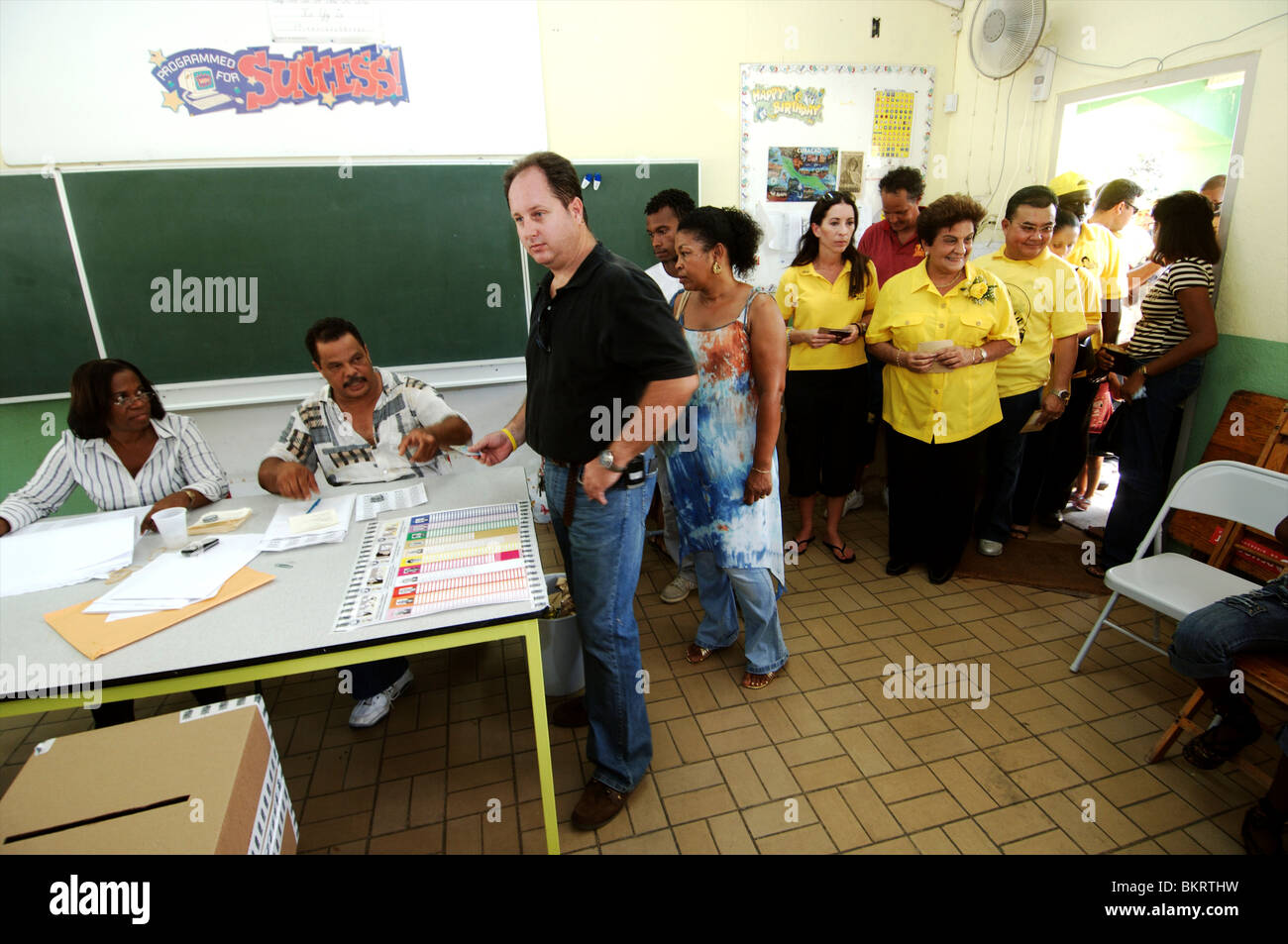Curacao, Emily de Jongh Elhage della par parte durante le elezioni del maggio 2007, cui il PAR potrebbe vincere. Foto Stock