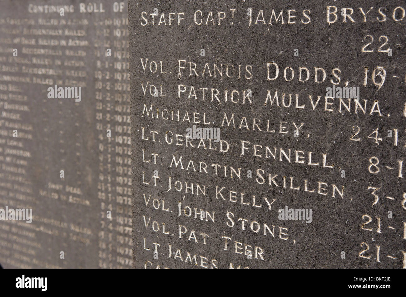 Gli ufficiali e i volontari dell'IRA sul rotolo di onore presso la contea di Antrim Stampa Repubblicana nel cimitero di Milltown, Irlanda del Nord Foto Stock