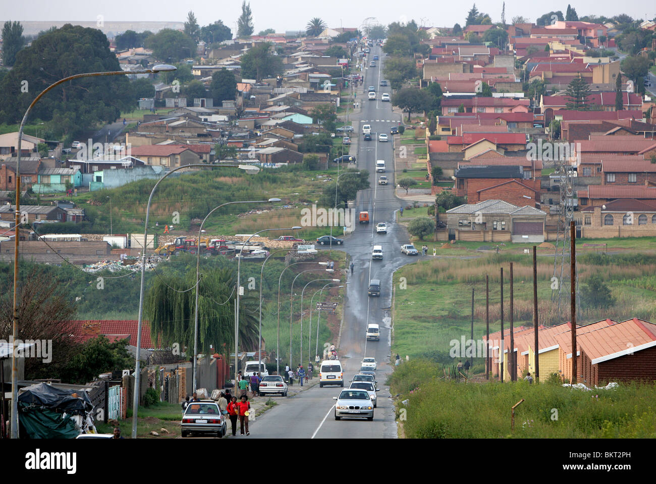 Strada di Diepkloof township di Johannesburg, Sud Africa Foto Stock