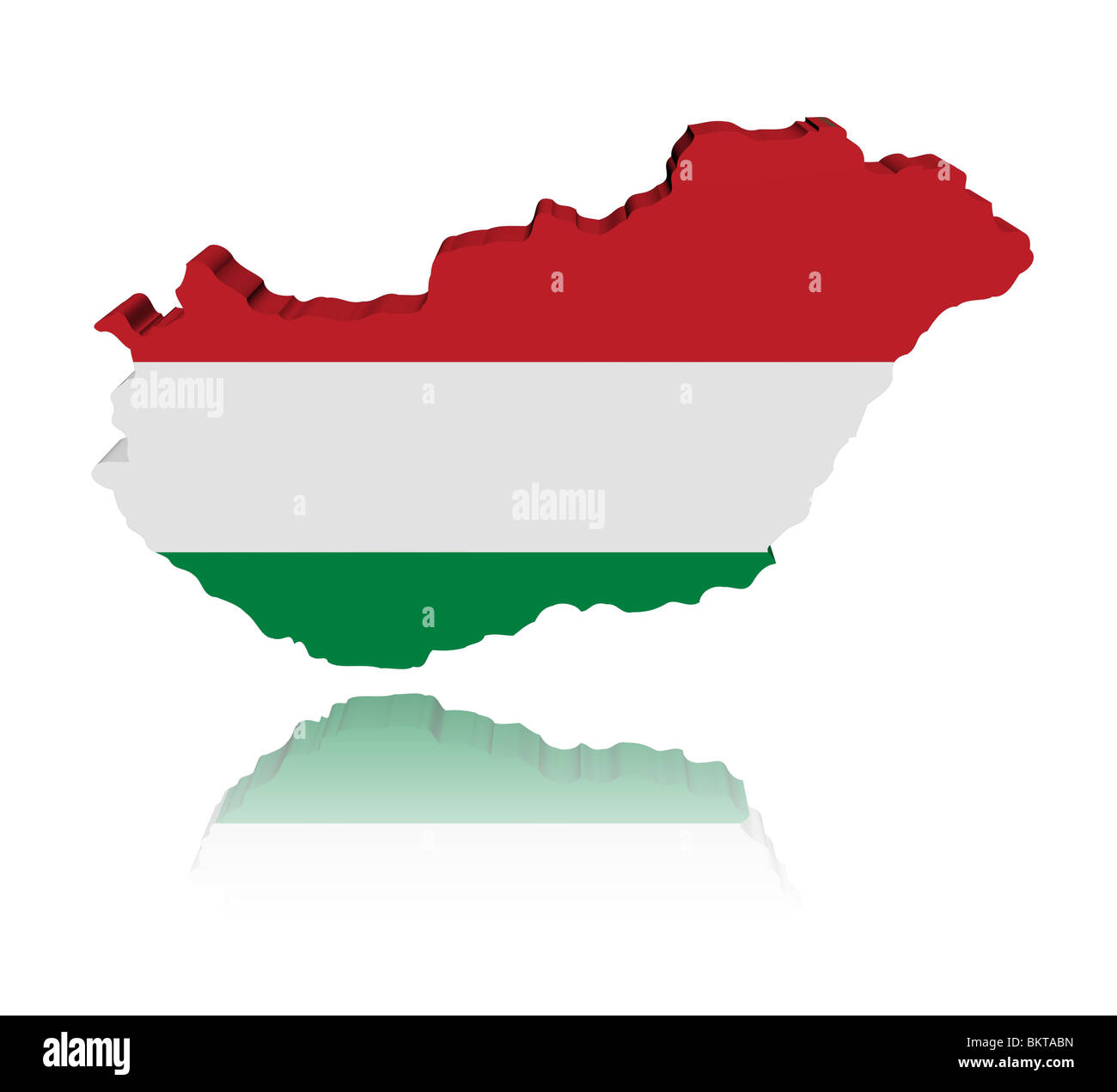 Ungheria bandiera mappa 3D render con illustrazione di riflessione Foto Stock