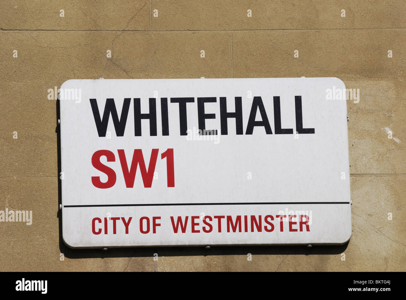 Whitehall Street segno, Westminster, London, England, Regno Unito Foto Stock