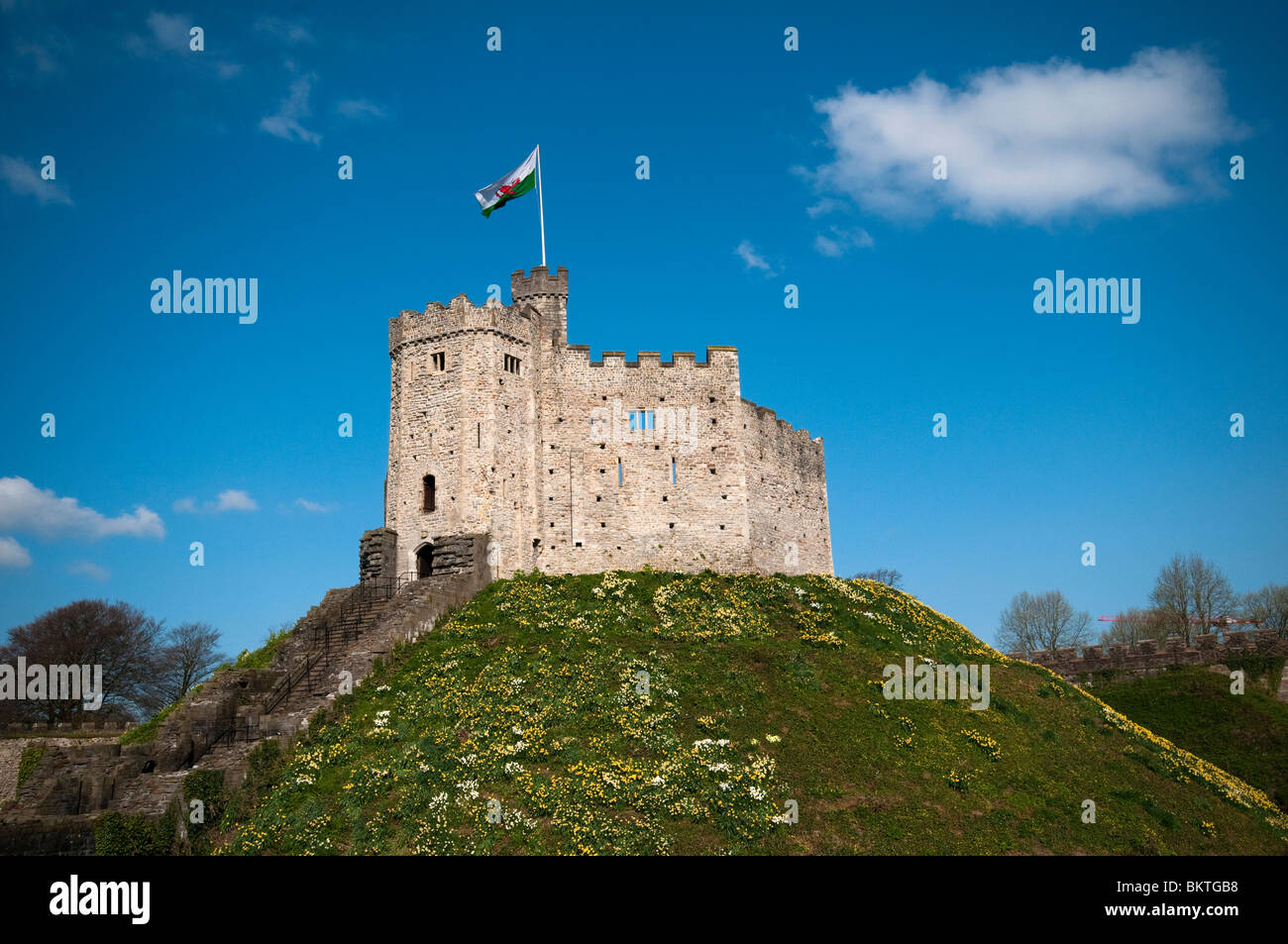 Il Normanno tenere dentro il Castello di Cardiff in Galles Foto Stock