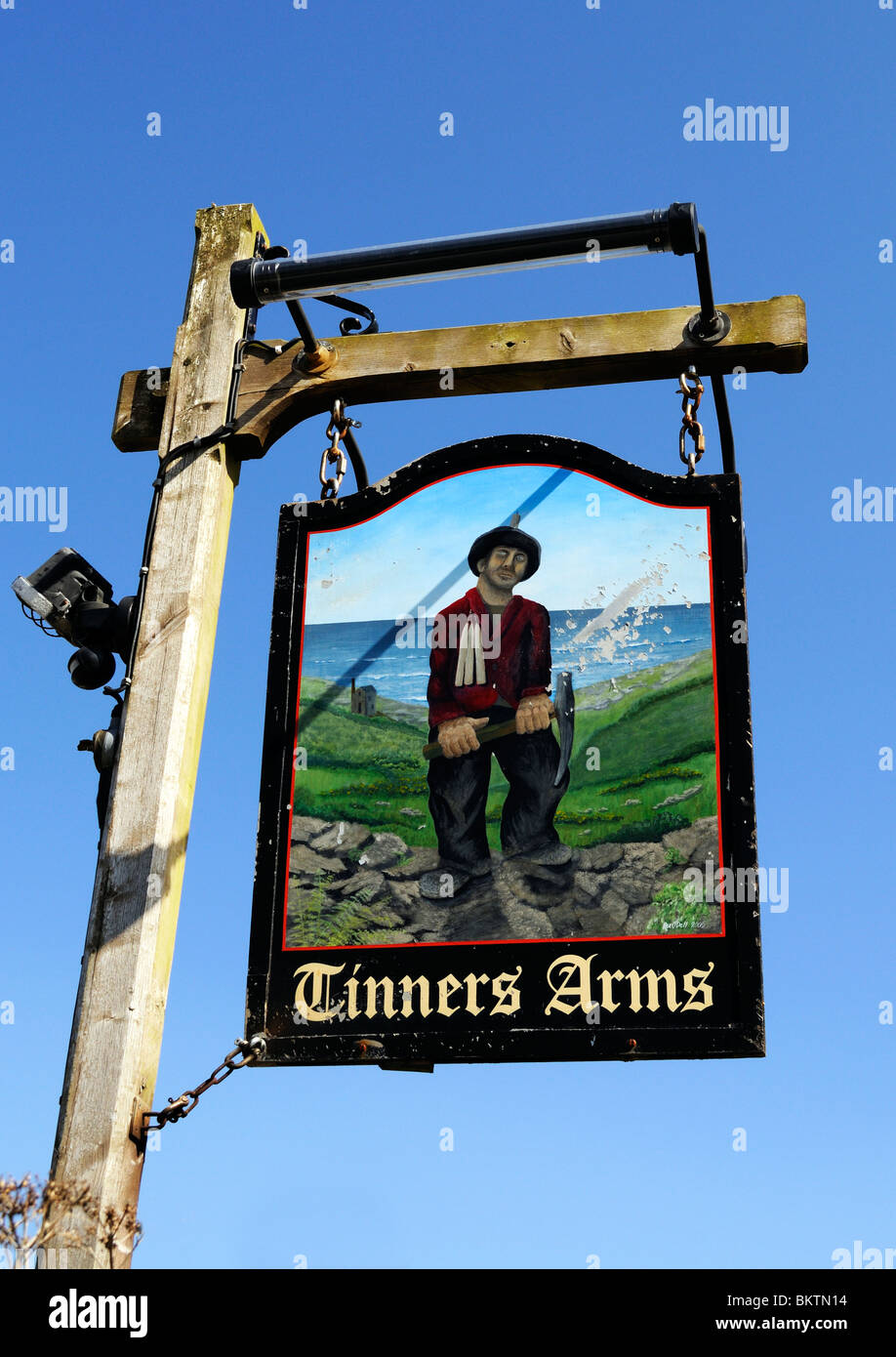 Il ' bracci tinners ' pub segno, a zennor, in cornwall, Regno Unito Foto Stock