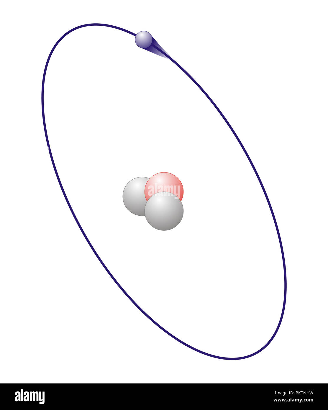 Trizio, isotopo di idrogeno colorcode nucleo atomico rosso=proton, Bianco=a neutroni, elettroni scafo blu=electron Foto Stock