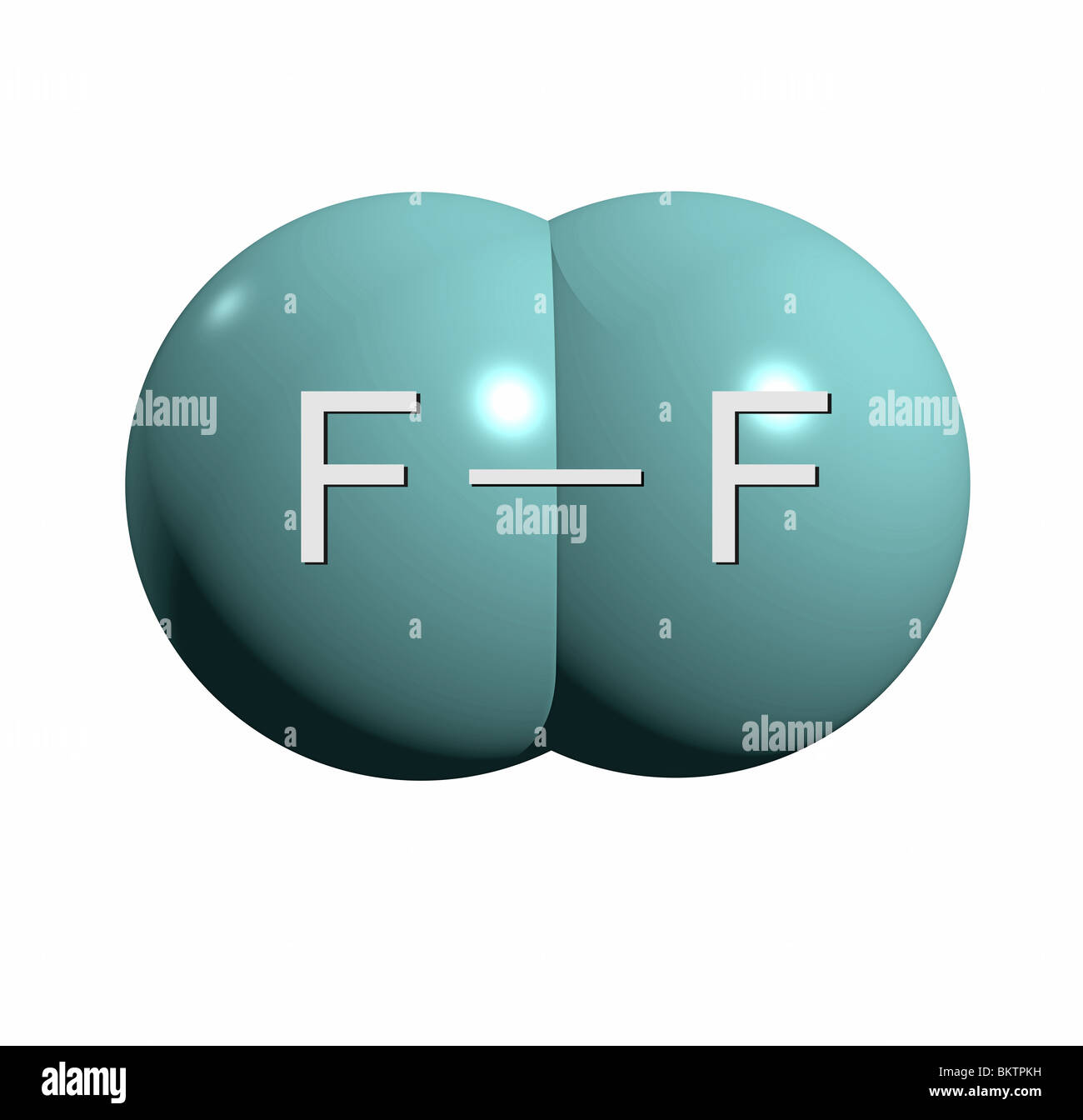 Fluormolekül F2 / molecola di fluoro F2 Foto Stock