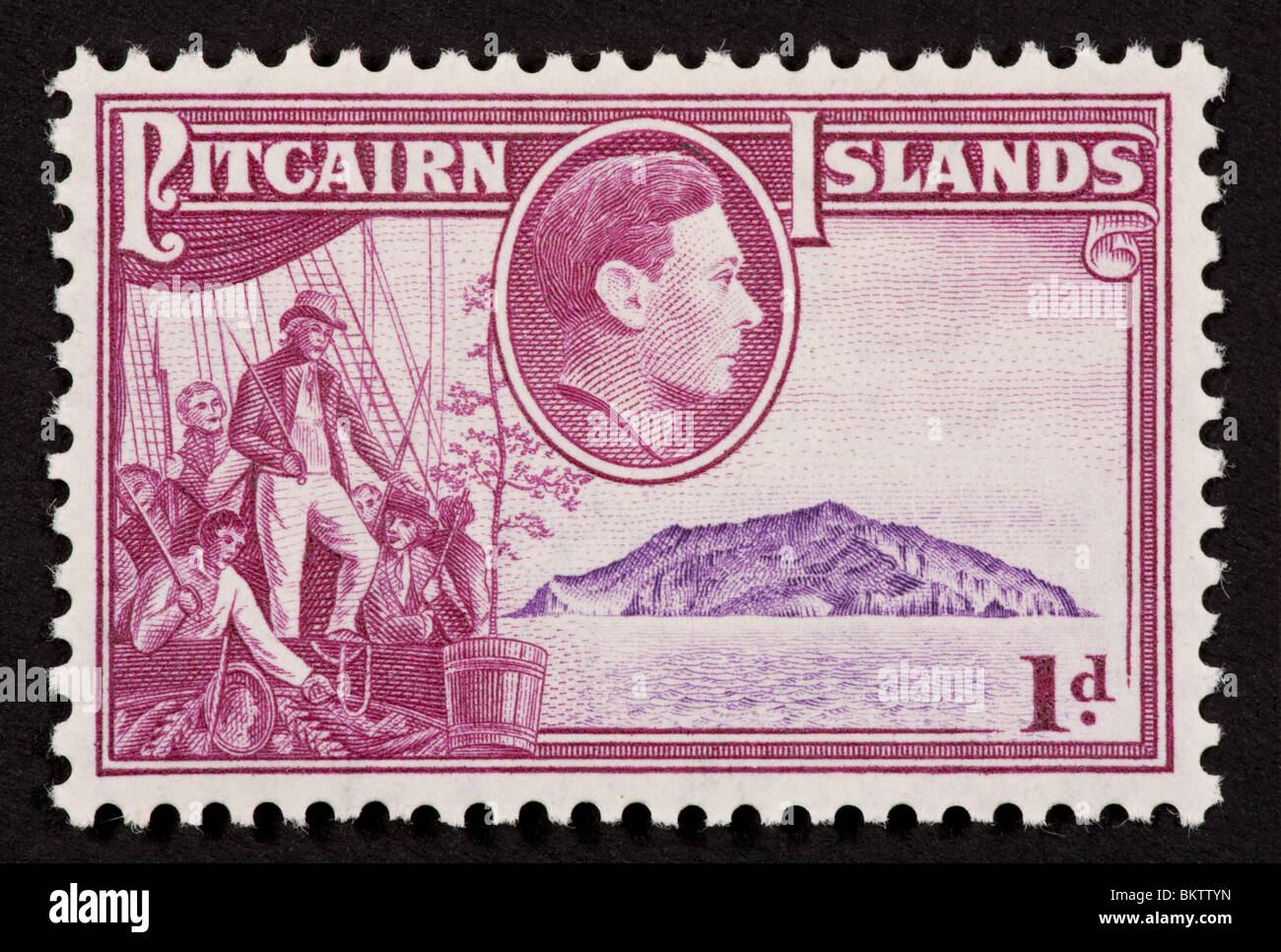 Francobollo da Isole Pitcairn raffiguranti George VI e Isole Pitcairn Foto Stock