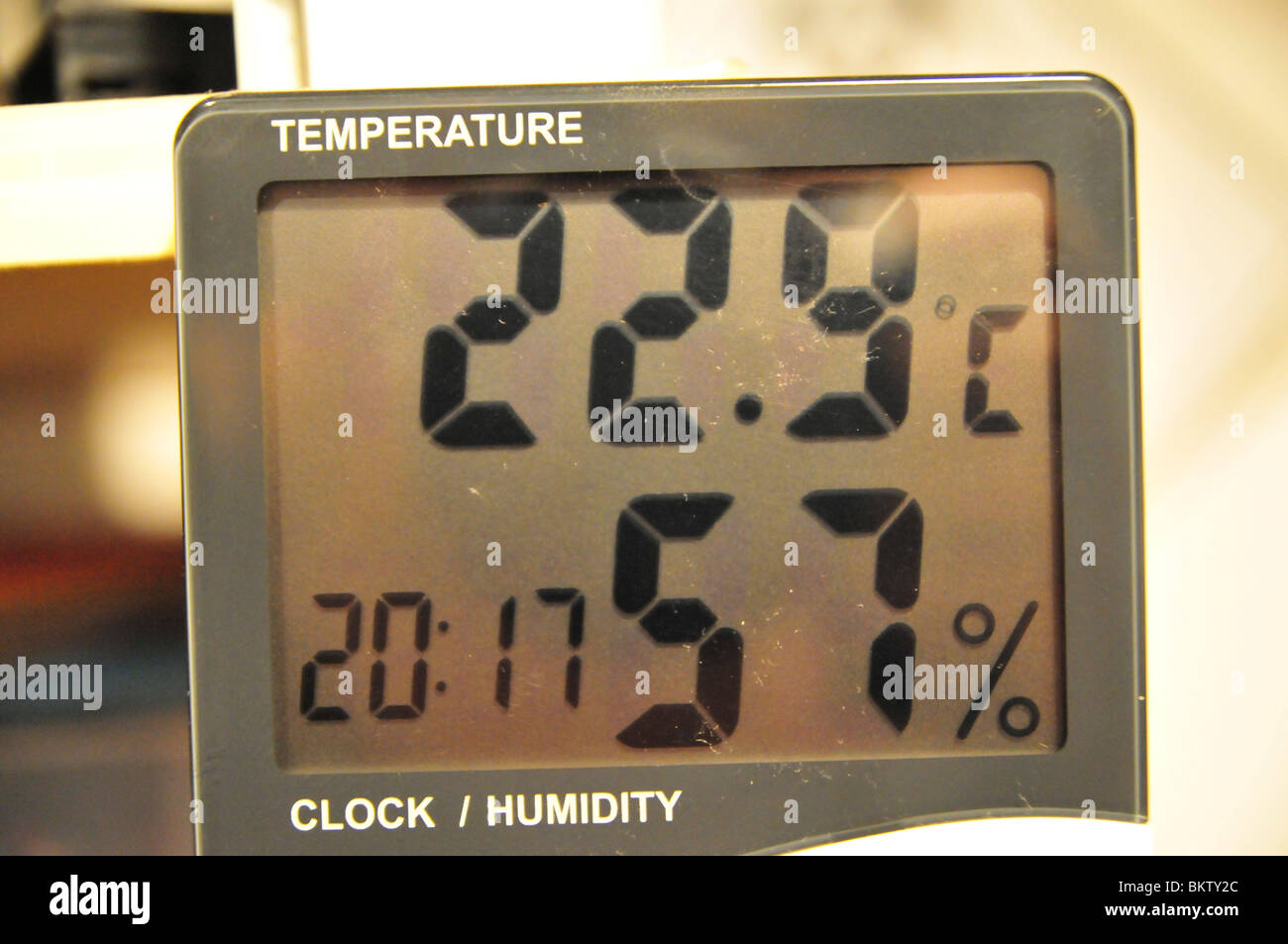 Camera digitale di temperatura e umidità read-out Foto Stock