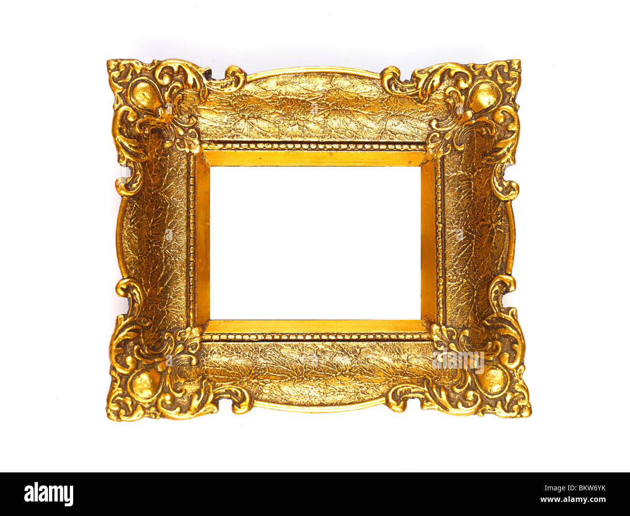 Oro vecchio Picture Frame isolati su sfondo bianco, elemento di design Foto Stock