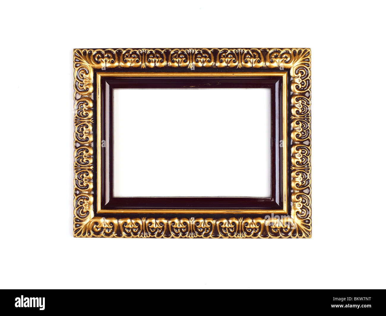 Vecchia cornice immagine isolata su sfondo bianco, elemento di design Foto Stock