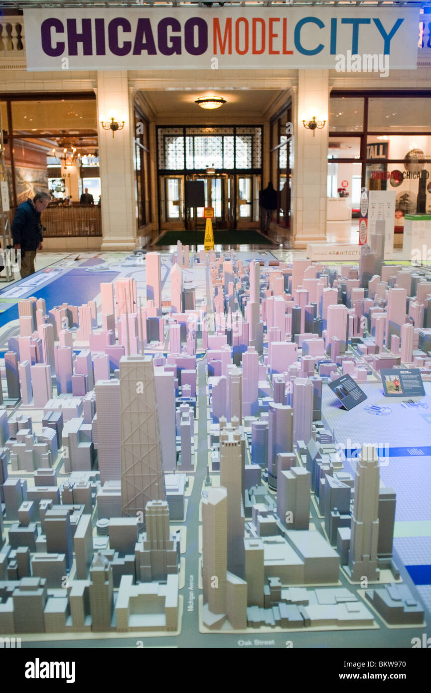 Modello Chicago City mostra presso il Chicago Architecture Foundation Foto Stock