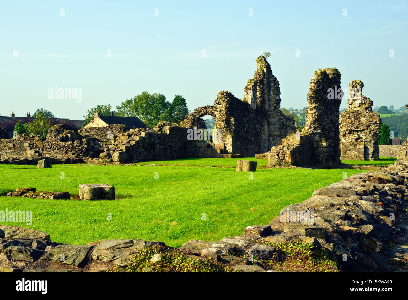 Rovine di Sawley abbazia, una fondazione cistercense in Ribble Valley, Lancashire, Inghilterra Foto Stock