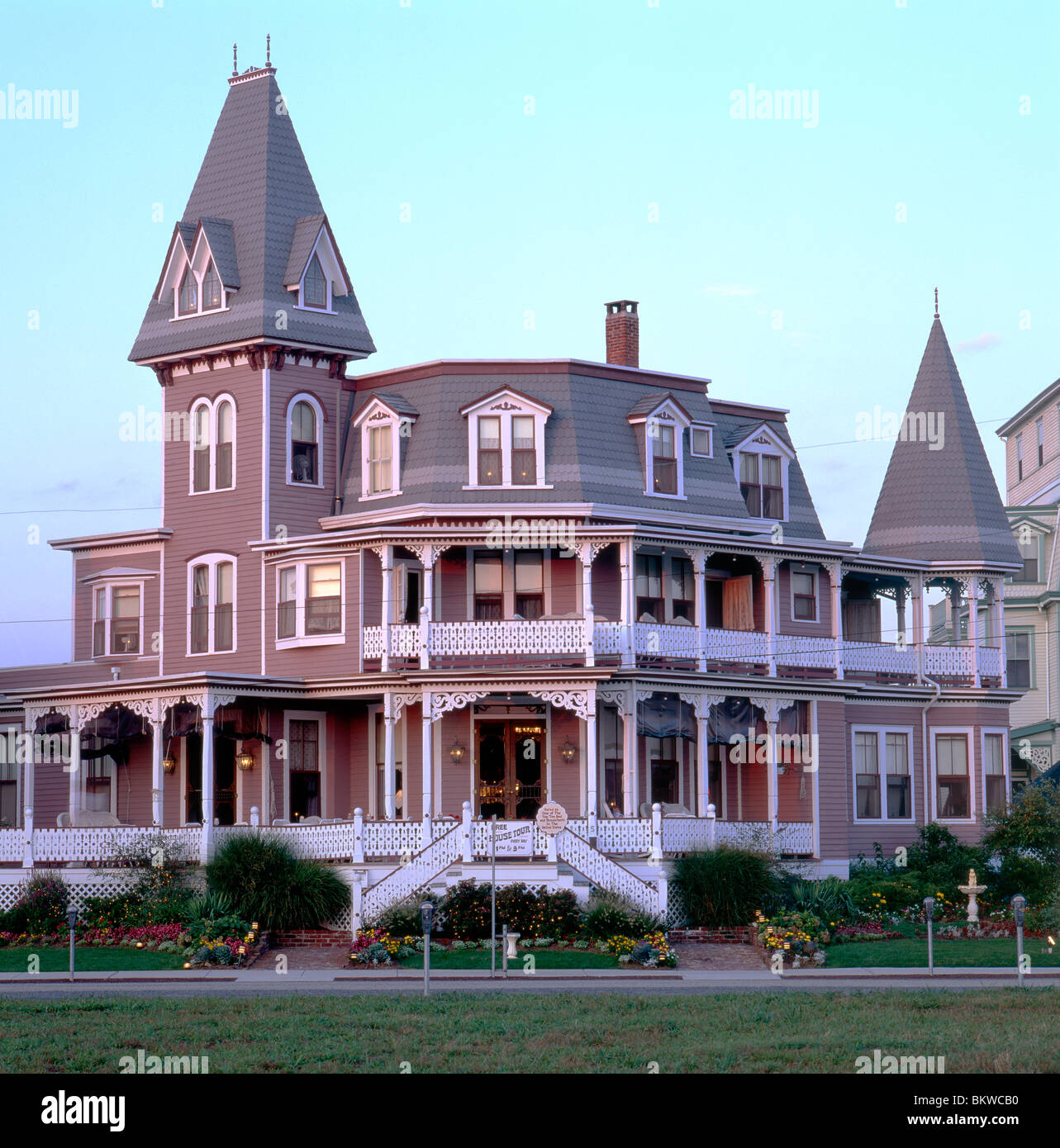 Angelo del mare (c1850), bed & breakfast, architettura vittoriana stile nella città balneare di Cape May, New Jersey, STATI UNITI D'AMERICA Foto Stock