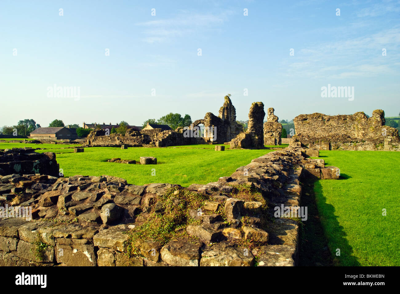 Rovine di Sawley abbazia, una fondazione cistercense in Ribble Valley, Lancashire, Inghilterra Foto Stock