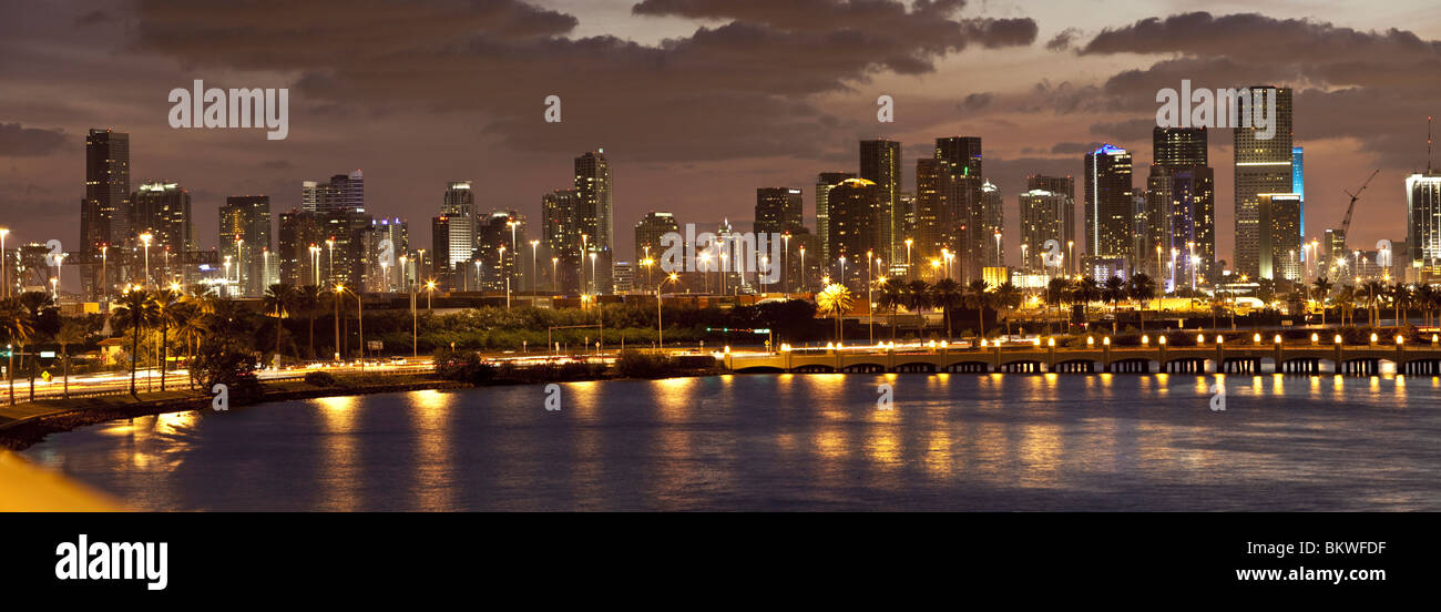 Lo skyline di Miami, Florida, Stati Uniti d'America Foto Stock