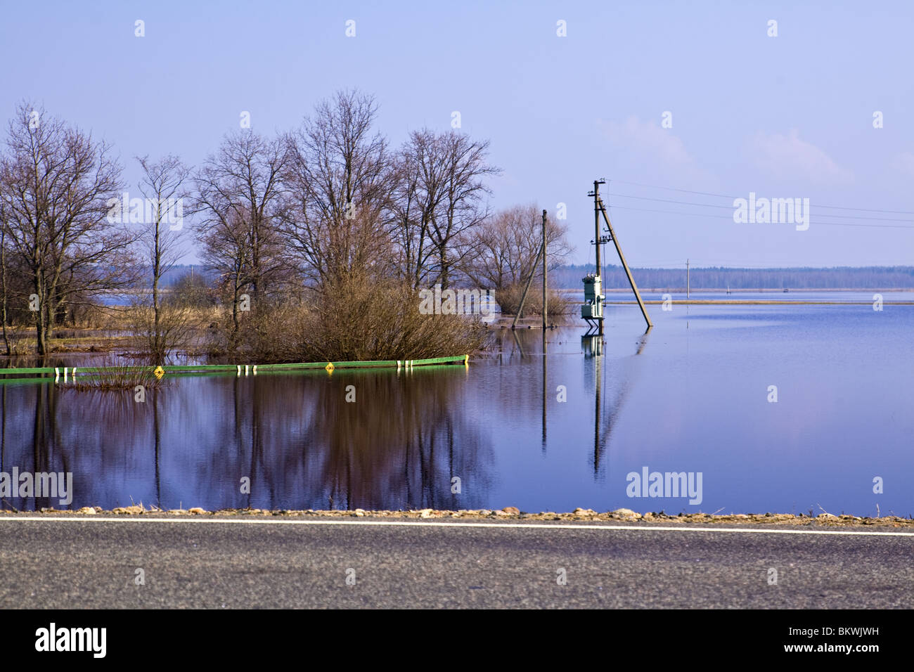 Alluvione in Bielorussia nei pressi di Mogilev. Foto Stock