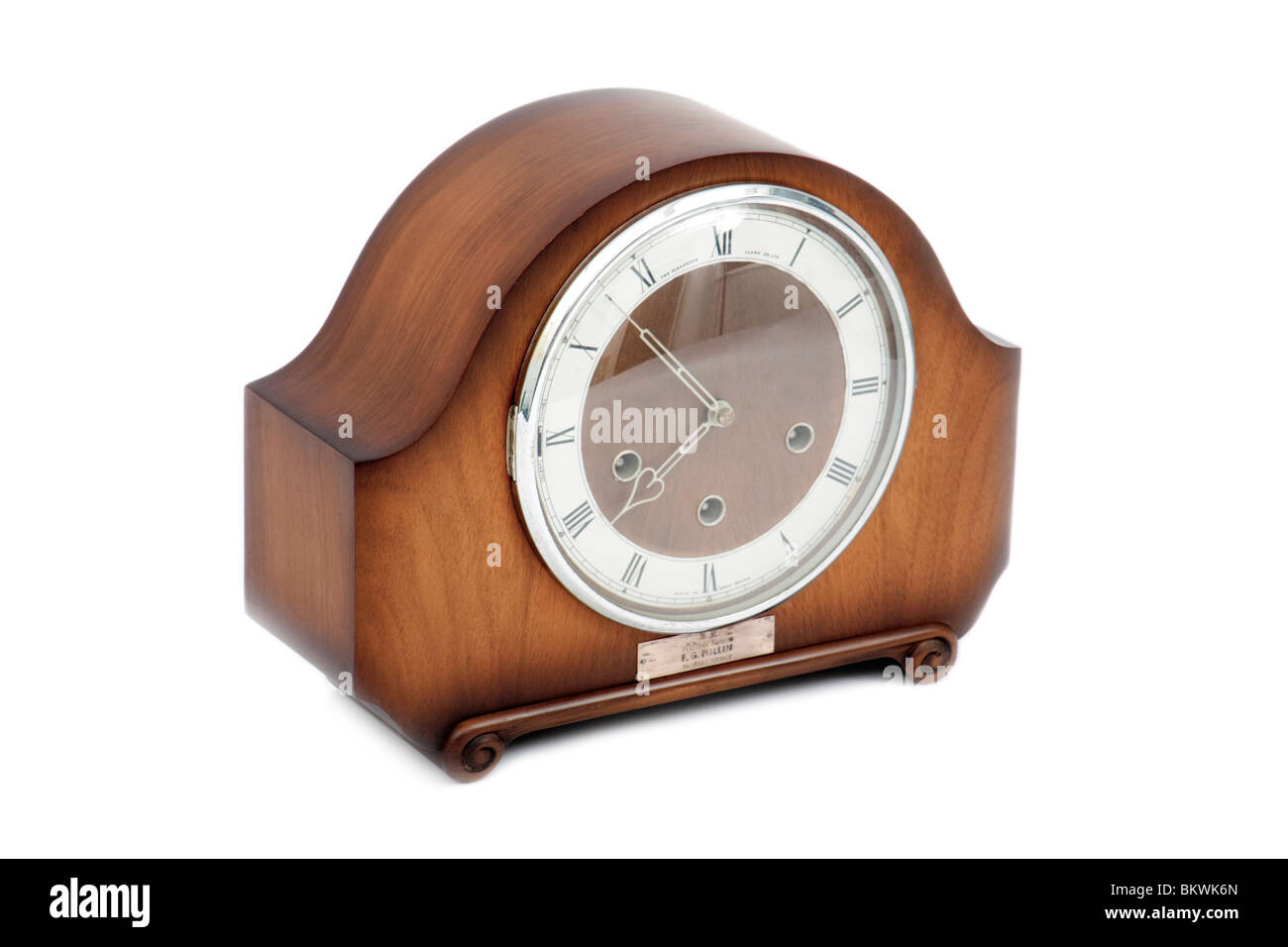 Vintage anni cinquanta Smiths Westminster Chime 8 giorno in legno orologio mantel rilasciato dalla British Rail Regione Occidentale Foto Stock