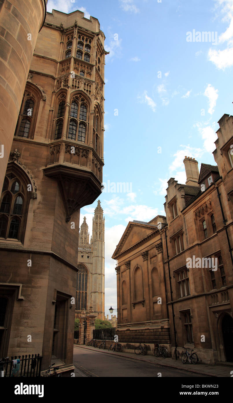 Cappella dei Re e Clare College dal Trinity Lane, Cambridge, Inghilterra, Regno Unito Foto Stock