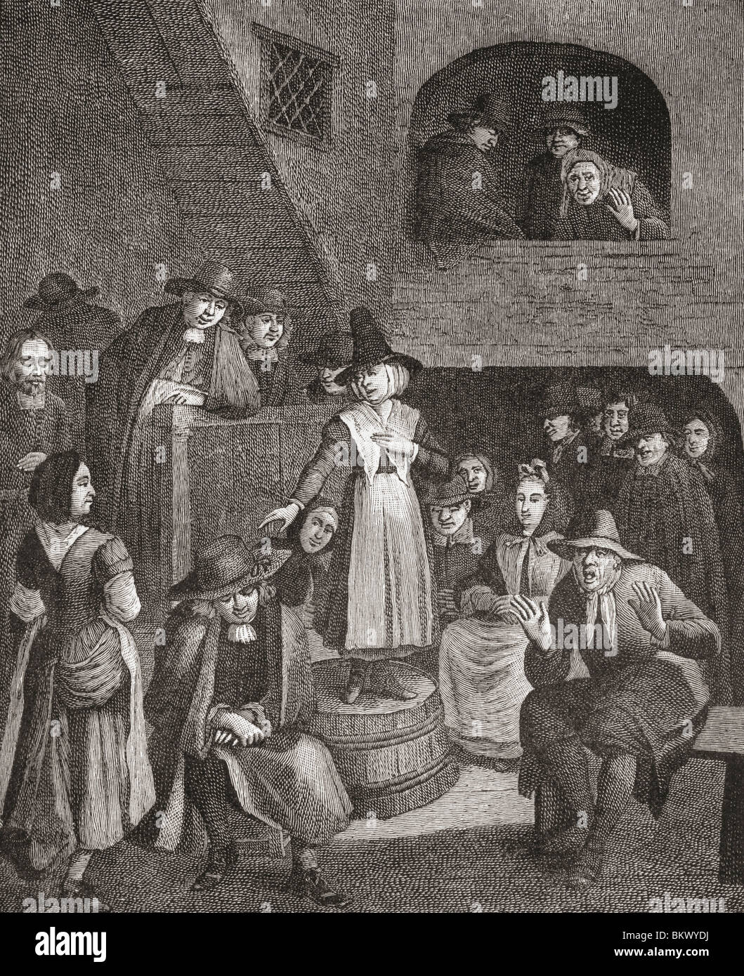 Un Quaker alla riunione nel XVII secolo. Foto Stock