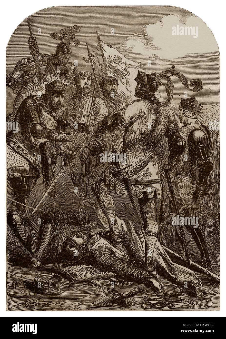 Il 19 settembre 1356, la battaglia di Poitiers. Foto Stock