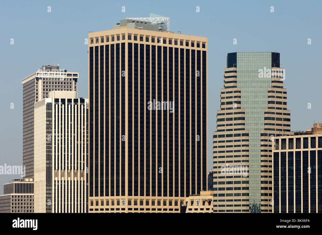 I moderni grattacieli del quartiere finanziario di Lower Manhattan, New York, Stati Uniti d'America Foto Stock