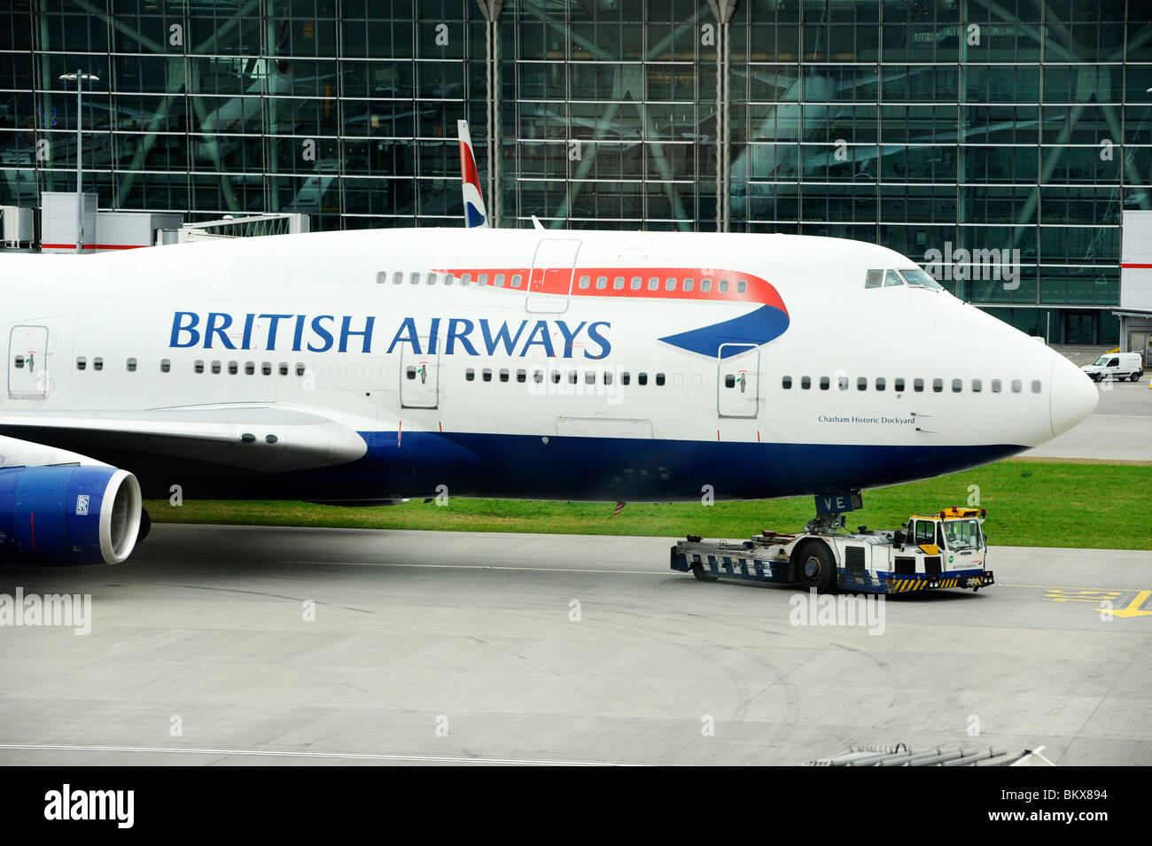 British Airways piano a Heathrow T5 Foto Stock