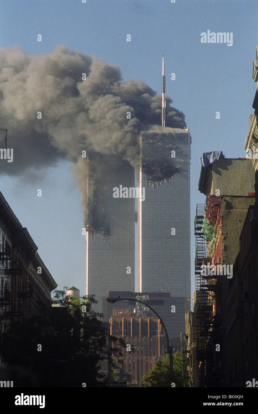 Le torri gemelle del World Trade Center la mattina del 11 settembre 2001 ©Stacy Rosenstock Walsh/Alamy Foto Stock