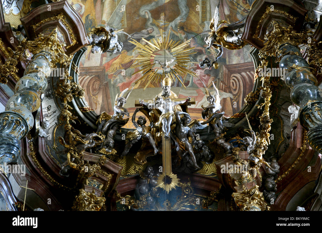 Soffitto, Asam chiesa di St. Johann Nepomuk, Monaco di Baviera, Germania Foto Stock