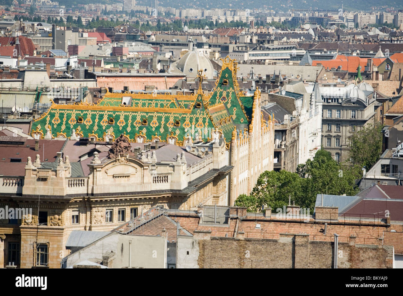 Vista dalla Basilica di Santo Stefano, vista su Pest dalla Basilica di Santo Stefano, Pest, Budapest, Ungheria Foto Stock