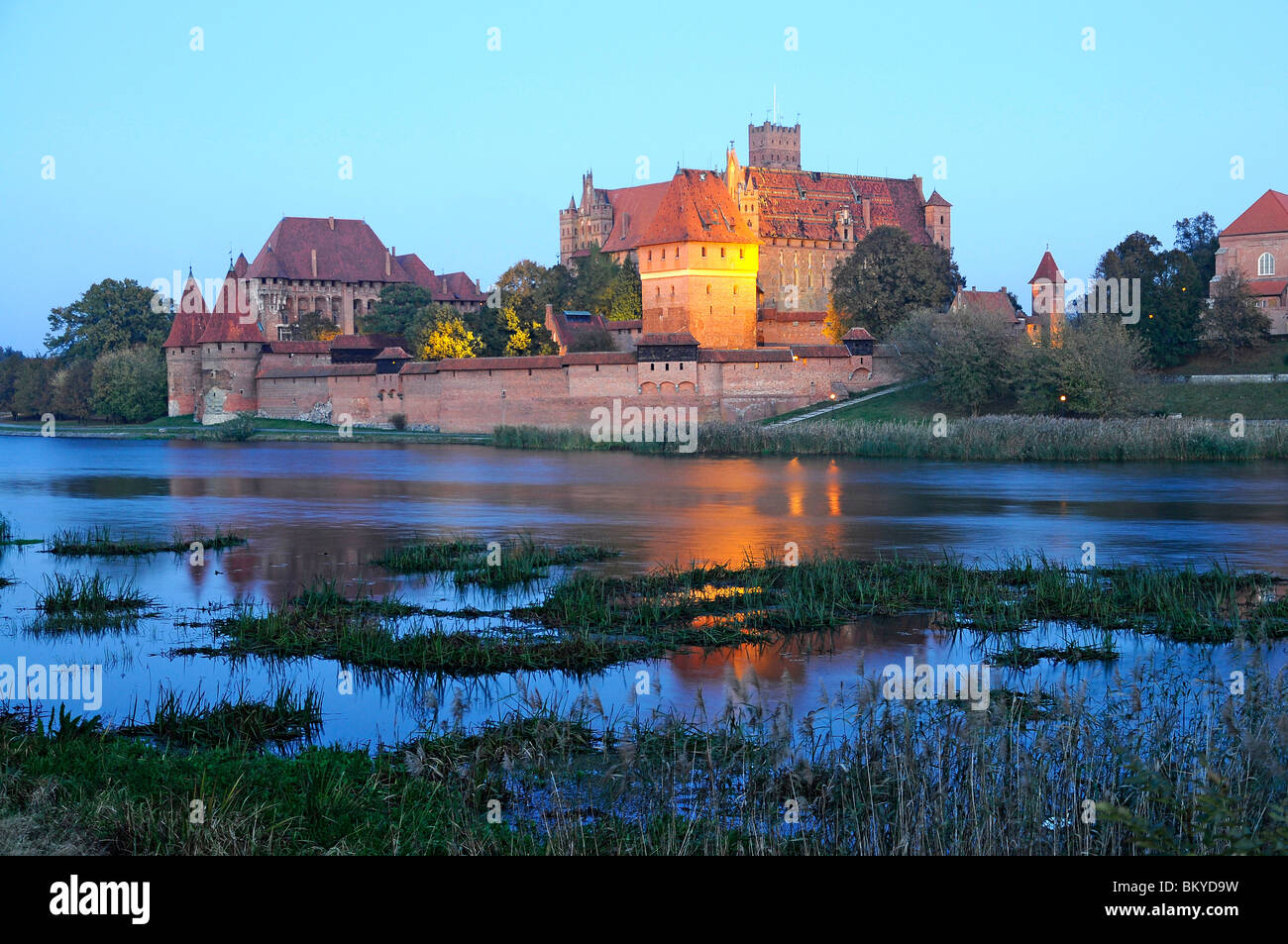 La città Malbourg in serata, nord-Polonia Polonia, Europa Foto Stock