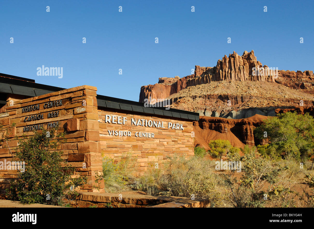 Visitor Center, Capitol Reef National Park nello Utah, Stati Uniti d'America Foto Stock