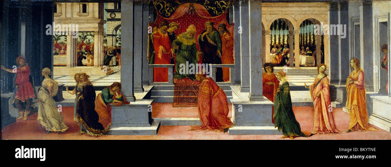 Ester prima di Assuero da Fra Filippo Lippi, (c. 1406-1469/italiano), Francia, Chantilly Musee Conde Foto Stock