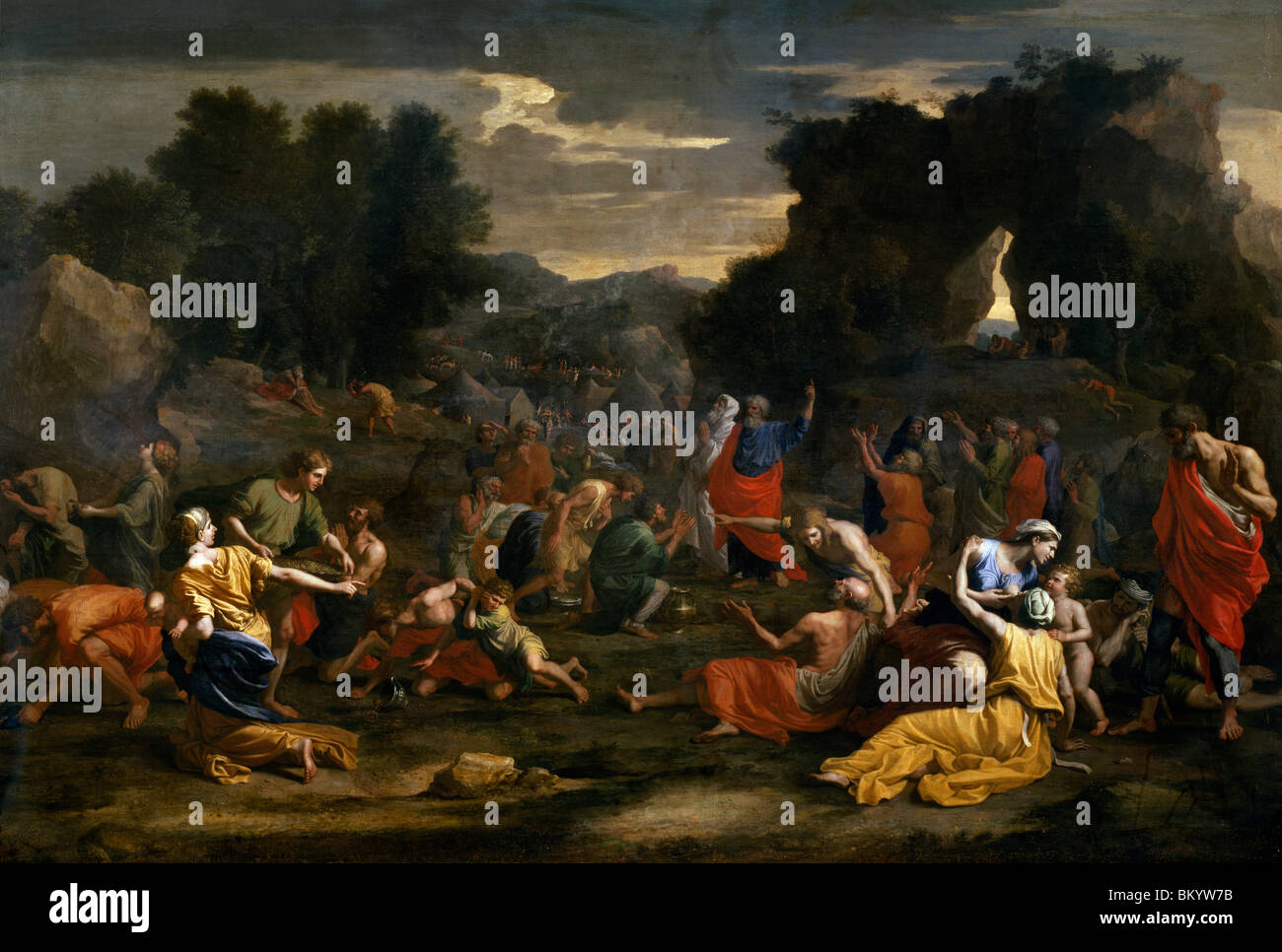Gli Israeliti la raccolta della Manna in cesti da Nicolas Poussin, (1594-1665), Parigi Musee du Louvre Foto Stock